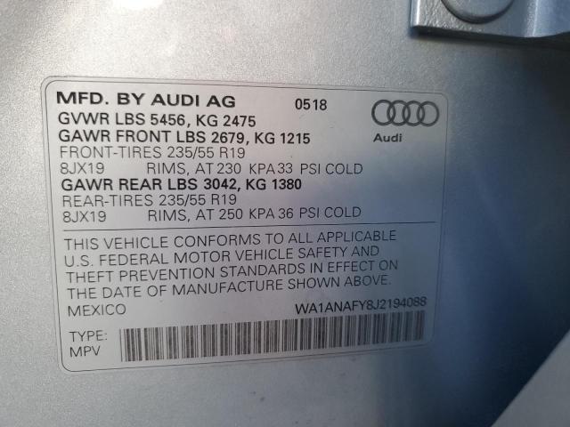 Photo 10 from auction – 2018 AUDI Q5 PREMIUM with VIN WA1ANAFY8J2194088
