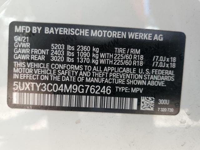 Photo 10 from auction – 2021 BMW X3 SDRIVE3 with VIN 5UXTY3C04M9G76246
