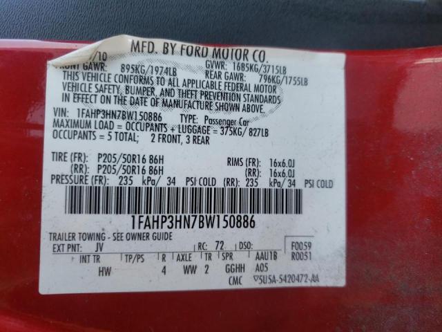 Photo 10 from auction – 2011 FORD FOCUS SEL with VIN 1FAHP3HN7BW150886