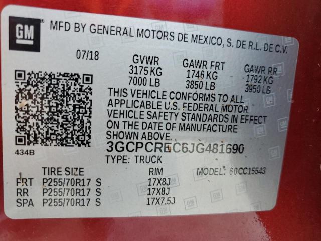 Photo 10 from auction – 2018 CHEVROLET SILVERADO with VIN 3GCPCREC6JG481690
