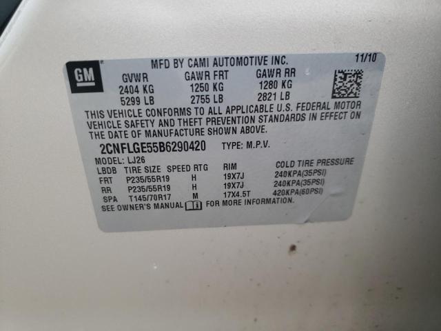Photo 10 from auction – 2011 CHEVROLET EQUINOX LT with VIN 2CNFLGE55B6290420