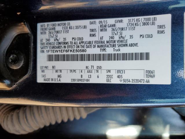Photo 10 from auction – 2015 FORD F150 SUPER with VIN 1FTEW1EF6FKE50580