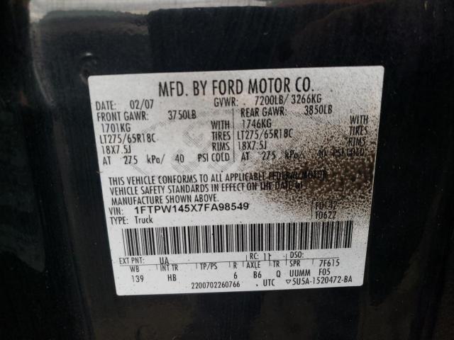 Photo 10 from auction – 2007 FORD F150 SUPER with VIN 1FTPW145X7FA98549