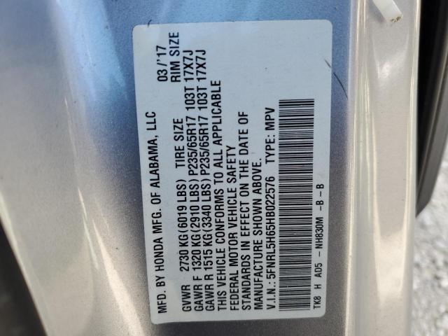 Photo 10 from auction – 2017 HONDA ODYSSEY EX with VIN 5FNRL5H65HB022576