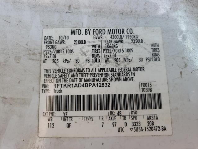Photo 10 from auction – 2011 FORD RANGER with VIN 1FTKR1AD4BPA12832