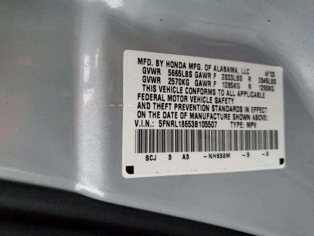 Photo 10 from auction – 2003 HONDA ODYSSEY EX with VIN 5FNRL18653B105507