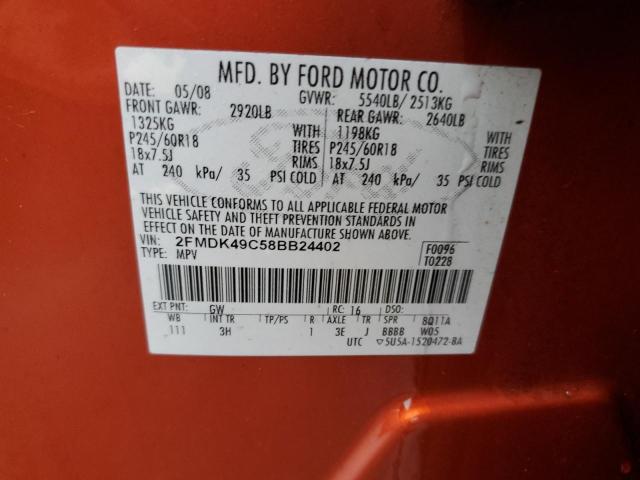Photo 10 from auction – 2008 FORD EDGE LIMIT with VIN 2FMDK49C58BB24402