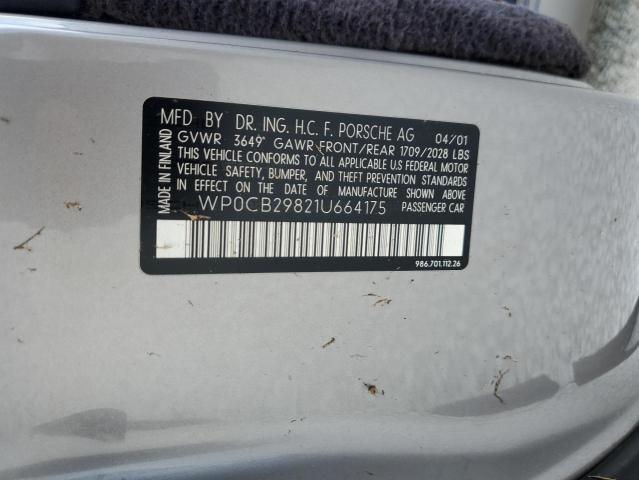 Photo 10 from auction – 2001 PORSCHE BOXSTER S with VIN WP0CB29821U664175