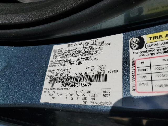 Photo 10 from auction – 2011 FORD FUSION SE with VIN 3FAHP0HAXBR126726