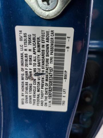 Photo 10 from auction – 2014 HONDA CIVIC LX with VIN 19XFB2F53EE247157