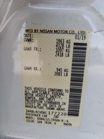 Photo 10 from auction – 2019 NISSAN ALTIMA SR with VIN 1N4BL4CV0KC177220