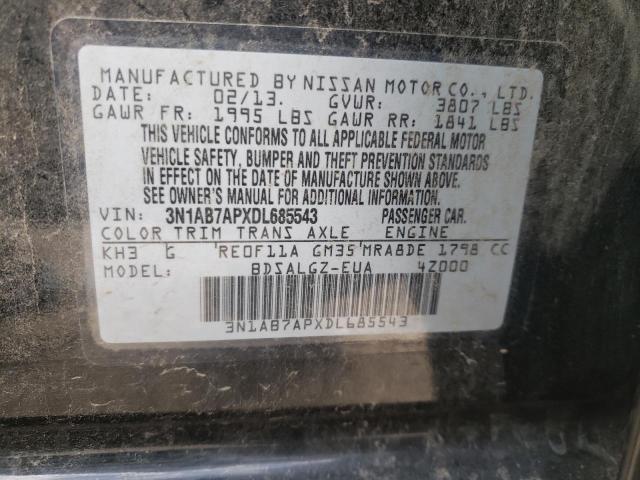 Photo 10 from auction – 2013 NISSAN SENTRA with VIN 3N1AB7APXDL685543