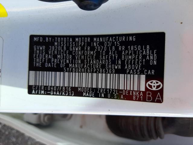 Photo 10 from auction – 2015 TOYOTA COROLLA L with VIN 5YFBURHE6FP286369