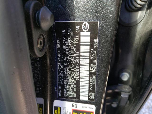 Photo 10 from auction – 2021 LEXUS ES 350 BAS with VIN 58ADZ1B17MU098188