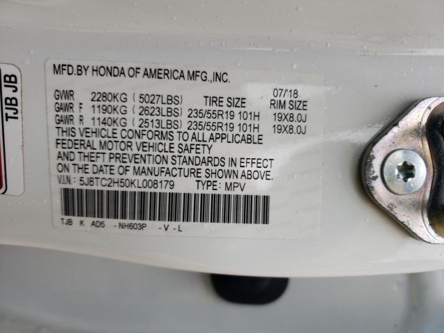 Photo 10 from auction – 2019 ACURA RDX TECHNO with VIN 5J8TC2H50KL008179