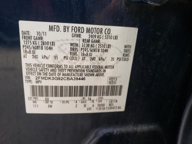 Photo 10 from auction – 2012 FORD EDGE SE with VIN 2FMDK3G92CBA39446