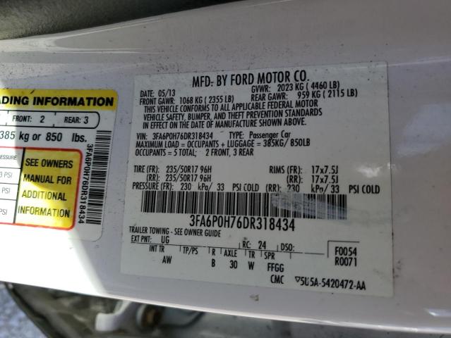 Photo 10 from auction – 2013 FORD FUSION SE with VIN 3FA6P0H76DR318434