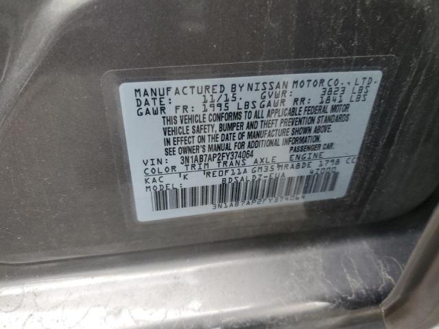 Photo 10 from auction – 2015 NISSAN SENTRA S with VIN 3N1AB7AP2FY374064