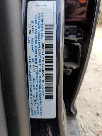 Photo 10 from auction – 2000 VOLKSWAGEN JETTA GLX with VIN 3VWTE29M1YM148289