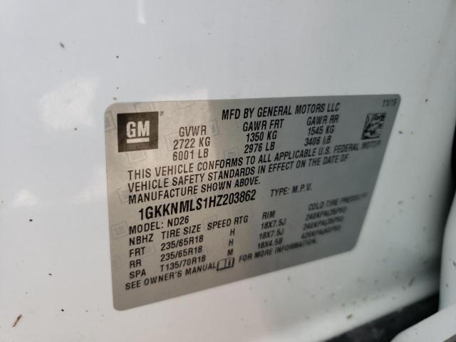 Photo 10 from auction – 2017 GMC ACADIA SLT with VIN 1GKKNMLS1HZ203862
