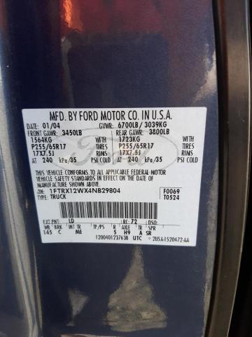 Photo 10 from auction – 2004 FORD F150 with VIN 1FTRX12WX4NB29804