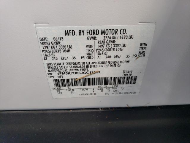Photo 7 from auction – 2018 FORD EXPLORER with VIN 1FM5K7B86JGC12319