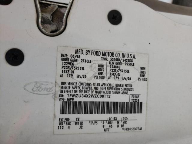 Photo 10 from auction – 1998 FORD EXPLORER with VIN 1FMZU34X2WZC08112