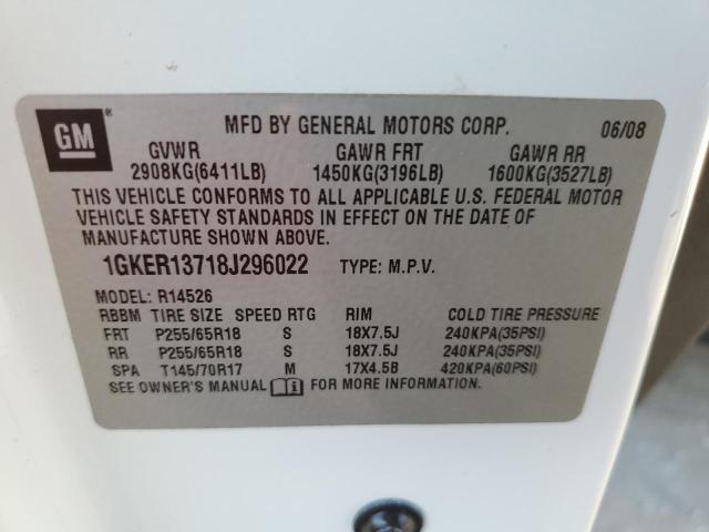 Photo 10 from auction – 2008 GMC ACADIA SLE with VIN 1GKER13718J296022