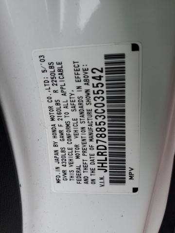 Photo 10 from auction – 2003 HONDA CR-V EX with VIN JHLRD78853C035542