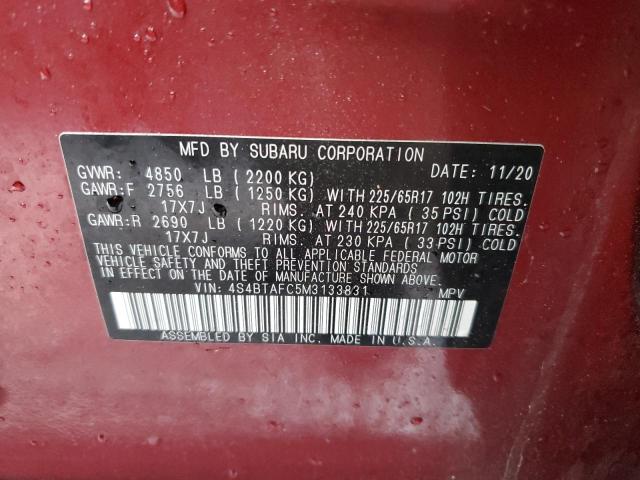 Photo 10 from auction – 2021 SUBARU OUTBACK PR with VIN 4S4BTAFC5M3133831