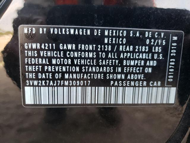 Photo 10 from auction – 2015 VOLKSWAGEN JETTA BASE with VIN 3VW2K7AJ7FM309017