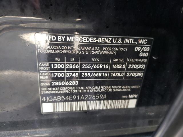 Photo 10 from auction – 2001 MERCEDES-BENZ ML 320 with VIN 4JGAB54E91A226594