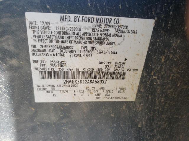 Photo 10 from auction – 2010 FORD FLEX LIMIT with VIN 2FMGK5DC2ABA68032