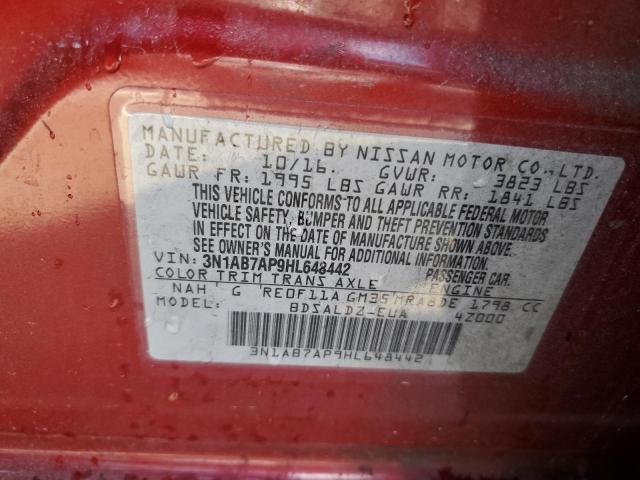 Photo 10 from auction – 2017 NISSAN SENTRA S with VIN 3N1AB7AP9HL648442
