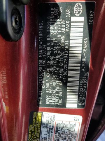 Photo 10 from auction – 2005 TOYOTA CAMRY LE with VIN 4T1BE32K75U431604