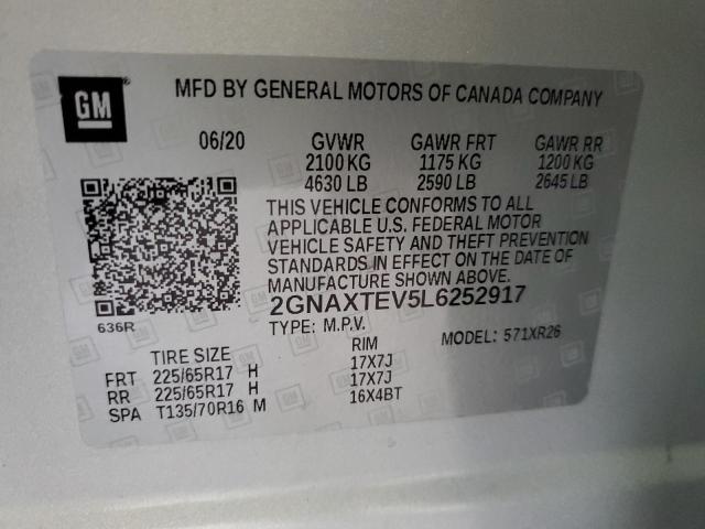 Photo 10 from auction – 2020 CHEVROLET EQUINOX LT with VIN 2GNAXTEV5L6252917