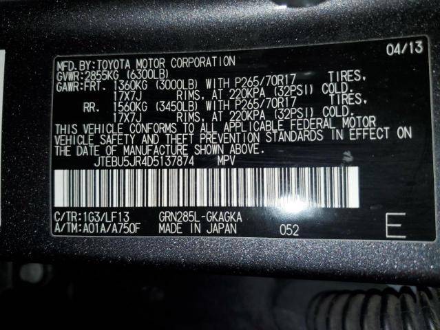 Photo 10 from auction – 2013 TOYOTA 4RUNNER SR with VIN JTEBU5JR4D5137874