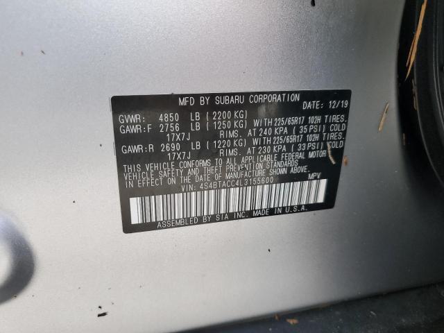 Photo 10 from auction – 2020 SUBARU OUTBACK PR with VIN 4S4BTACC4L3155600
