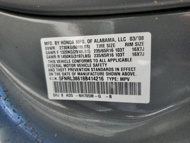 Photo 10 from auction – 2008 HONDA ODYSSEY EX with VIN 5FNRL38618B414216