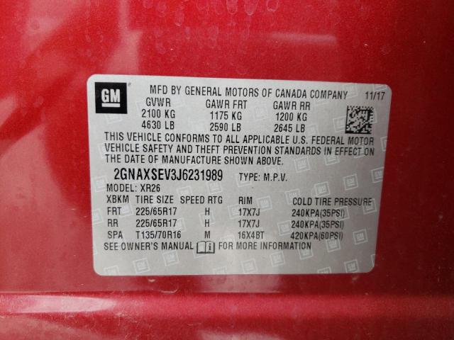 Photo 10 from auction – 2018 CHEVROLET EQUINOX LT with VIN 2GNAXSEV3J6231989