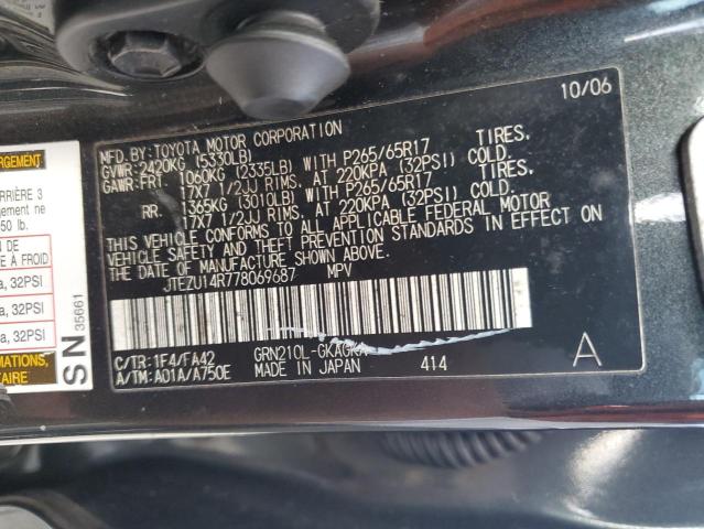 Photo 10 from auction – 2007 TOYOTA 4RUNNER SR with VIN JTEZU14R778069687