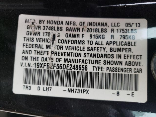 Photo 10 from auction – 2013 HONDA CIVIC LX with VIN 19XFB2F56DE248656
