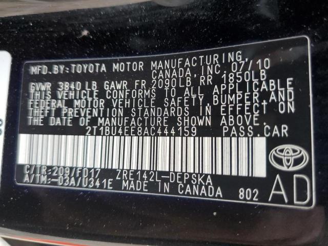Photo 10 from auction – 2010 TOYOTA COROLLA BA with VIN 2T1BU4EE8AC444159