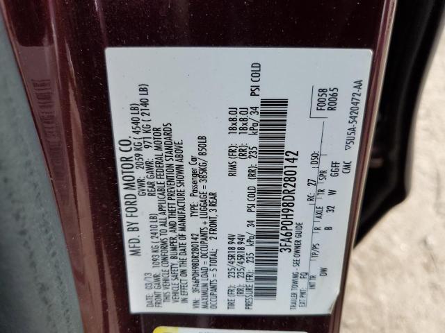 Photo 10 from auction – 2013 FORD FUSION SE with VIN 3FA6P0H98DR280142