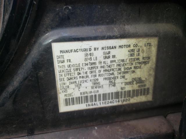 Photo 10 from auction – 2004 NISSAN ALTIMA BAS with VIN 1N4AL11E24C141920