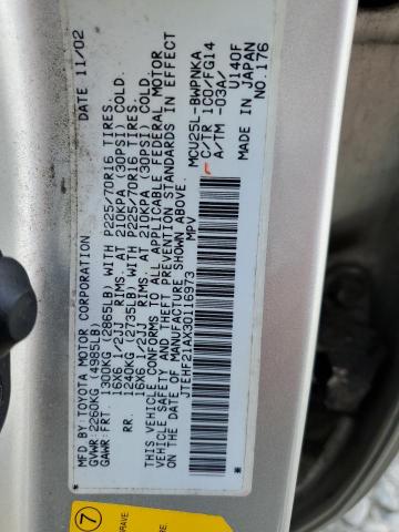 Photo 10 from auction – 2003 TOYOTA HIGHLANDER with VIN JTEHF21AX30116973