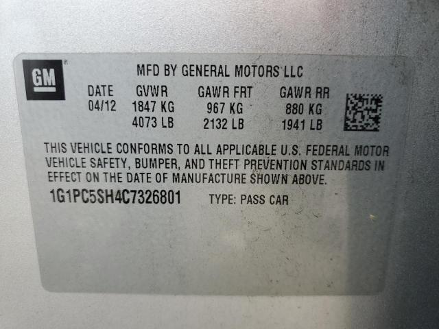 Photo 10 from auction – 2012 CHEVROLET CRUZE LS with VIN 1G1PC5SH4C7326801