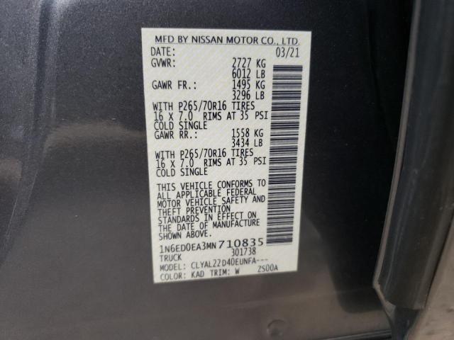 Photo 10 from auction – 2021 NISSAN FRONTIER S with VIN 1N6ED0EA3MN710835