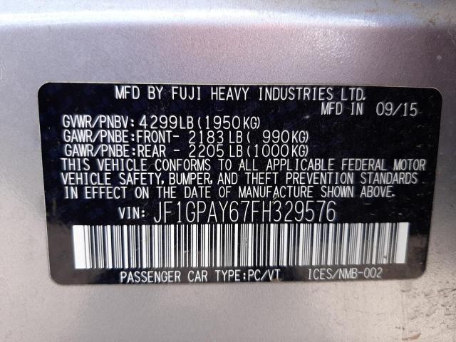 Photo 10 from auction – 2015 SUBARU IMPREZA SP with VIN JF1GPAY67FH329576