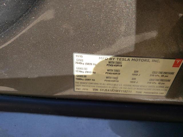 Photo 10 from auction – 2015 TESLA MODEL S with VIN 5YJSA1E29FF118211